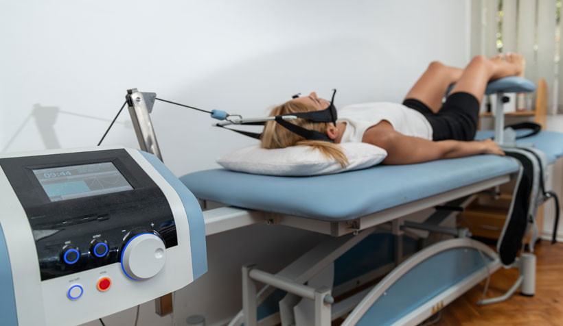 patient receiving traction therapy in Monterey